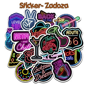 Sticker nhãn dán trang trí mũ bảo hiểm, đàn, guitar, ukulele, điện thoại laptop chủ đề Neon