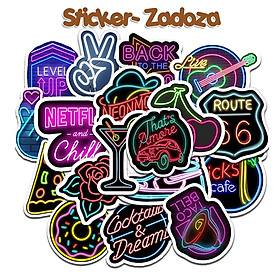 Mua Sticker nhãn dán trang trí mũ bảo hiểm  đàn  guitar  ukulele  điện thoại laptop chủ đề Neon