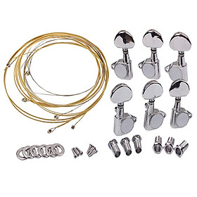 1 Set 3L3R Guitar String Tuning Pegs with Strings for Acoustic Electric Guitar