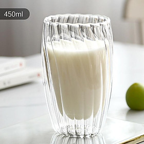 Mua Ly thủy tinh  cốc thủy tinh 2 lớp cao cấp cách nhiệt có vân sọc dọc