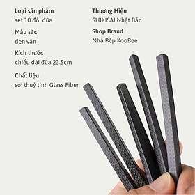 Mua Set 10 đôi đũa Nhật sợi thuỷ tinh Glass Fiber - Đũa Nhật kháng khuẩn chống nấm mốc chống trơn trượt (BA05