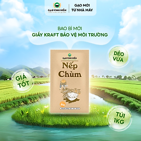 [Bao bì giấy Kraft] Gạo Nếp Chùm Vinh Hiển túi 1Kg - Nếp Sạch 3 Không - Gạo nếp dẻo, thơm xôi mới thuộc thương hiệu Gạo Vinh Hiển