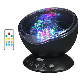 Ocean Wave Projector Lamp 12 LED & 7 Color Night Lights Music Player with 4 Hypnotic Musics & Remote Control for Living