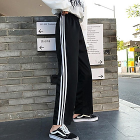 Quần Baggy Nữ Ống Rộng 3 Sọc Cá Tính