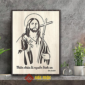 Tranh gỗ công giáo TCG03: Thiên Chúa Là Nguồn Bình An 20x27cm | 30x40cm | 40x55cm | 50x70 cm