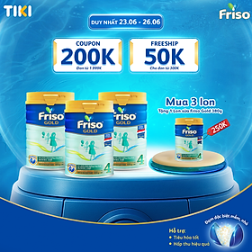 Combo 3 lon sữa Bột Friso Gold 4 850g (Dành Cho Trẻ Từ 2 - 6 Tuổi) + Tặng Lon Sữa Friso Gold 4 380g