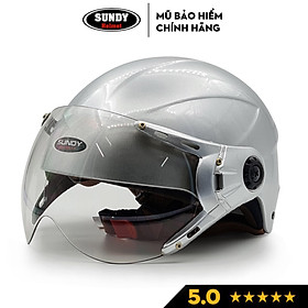 Nón bảo hiểm nửa đầu có kính SUNDY Helmets HP06K, vân mũ thể thao năng động, Freesize (vòng đầu 57~61cm) cho nam nữ