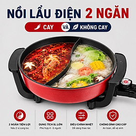 Nồi lẩu điện 2 ngăn Mishio MK112 5L - Hàng chính hãng
