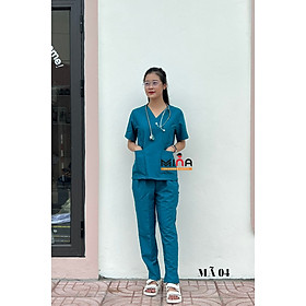 Bộ scrubs bác sĩ, quần áo y tế phẫu thuật - Màu xanh cổ vịt - Vải cotton co giãn