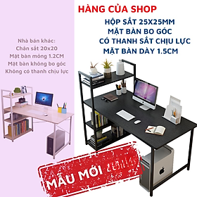 Bàn làm việc kết hợp với giá sách thiết kế rất trẻ trung và hiện đại, Bàn học kèm kệ mặt gỗ MDF phủ melamine cao cấp  - Chân đen - Mặt đen - 120*55cm