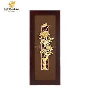 Tranh Bình hoa cúc dát vàng (14x34cm) MT Gold Art- Hàng chính hãng, trang trí nhà cửa, phòng làm việc, quà tặng sếp, đối tác, khách hàng, tân gia, khai trương 