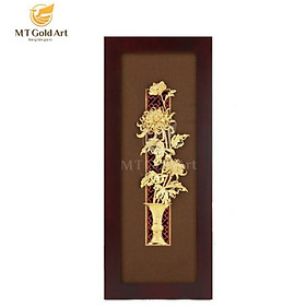 Tranh Bình hoa cúc dát vàng (14x34cm) MT Gold Art- Hàng chính hãng, trang trí nhà cửa, phòng làm việc, quà tặng sếp, đối tác, khách hàng, tân gia, khai trương