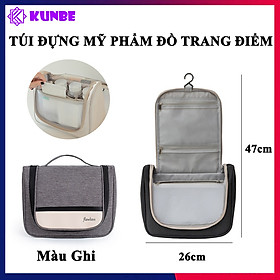 Túi Đựng Mỹ Phẩm Đồ Trang Điểm Du Lịch KUNBE, Chất Liệu Chống Thấm Nước Có Móc Treo Tiện Lợi