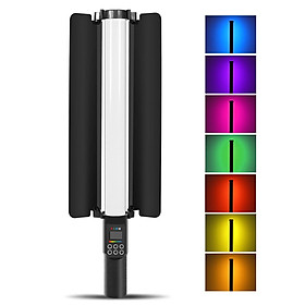 Handheld RGB Light Tube LED Video Light Wand with Barndoor 3000K-6500K Dimmable 18 Lighting Effects Built-in Battery