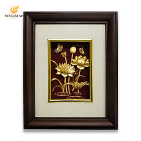 Tranh hoa sen dát vàng (22x27cm) MT Gold Art- Hàng chính hãng, trang trí nhà cửa, phòng làm việc, quà tặng sếp, đối tác, khách hàng, tân gia, khai trương 