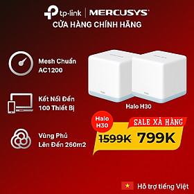 Bộ Phát Wifi Mesh Mercusys Halo H30 Chuẩn AC Tốc Độ 1200Mbps - Hàng Chính Hãng