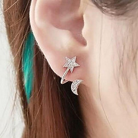 Bông tai trăng sao khuyên tai nữ phong cách Hàn Quốc