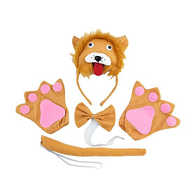 Lion Tail Ears Set Cute Halloween Animal Costume for Kids Adult Celebrations
