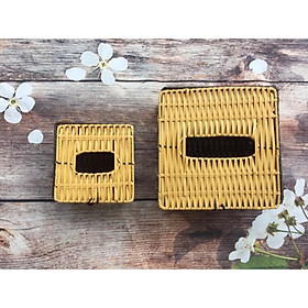 Mua Hộp giấy nhựa giả mây hình vuông  hộp đựng giấy ăn khung sắt bền đẹp
