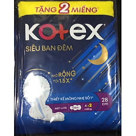 Tặng Thêm 2 Miếng- 1 Gói Băng Vệ Sinh Kotex Siêu Ban Đêm 28cm