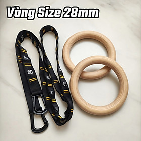 Vòng Gym Rings Gỗ Bạch Dương 28mm/32mm Kèm Dây Chia Vạch – Dụng Cụ Tập Calisthenics, Xà Đơn, Dip, Street Workout (1 Đôi)
