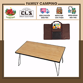 Bàn gấp gọn có túi đựng mặt bàn gỗ để đồ tiện dụng cắm trại dã ngoại du lịch CLS