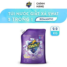 Nước Giặt Xả SWAT 5 in 1 Romantic Siêu Thơm túi 2.2kg