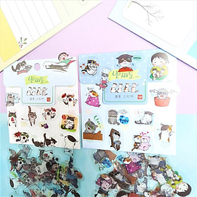 Combo 2 Bộ 60 Sticker Hình Dán Mini Bốn Con Mèo