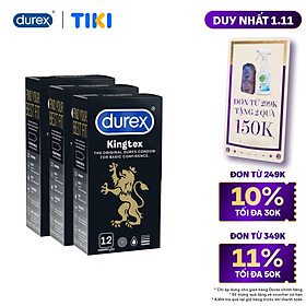 Bộ Bao Cao Su Durex Kingtex 3 Hộp 12 Bao