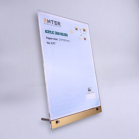 Kệ mica 1 mặt Enter E47 210x300mm liên kết bulon A4 đứng, Kệ menu nhà hàng, Standee mica để bàn, Bảng quét mã QR Code