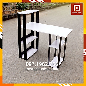 Mua Bàn làm việc chữ L kèm giá sách loại 100x40cm sơn màu đen trắng đẹp Trường Phúc DEKO