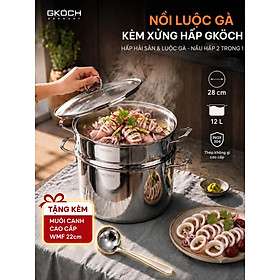 NỒI LUỘC GÀ KÈM XỬNG HẤP GKÖCH 12L Hàng chính hãng