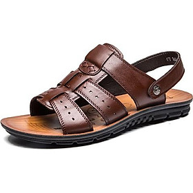 Fashion Men's Sandals Slippers Dual Use Open Toe Pu Leather Beach Shoes