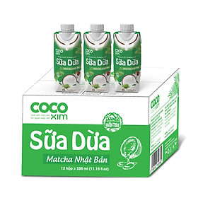 01 Thùng/ 12 Hộp Sữa Dừa Matcha Cocoxim 330ml