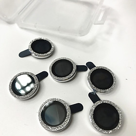 Bộ miếng dán kính cường lực Camera Diamond đính đá cho iPhone 13/13 mini hiệu Kuzoom Lens Ring bảo vệ camera - hàng nhập khẩu