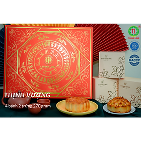 Hộp bánh trung thu 4 bánh 2 trứng 270g - Thịnh Vượng - Thành Long 1080g - tặng 1 hộp trà - Việt Nam