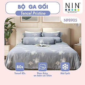 [LỤA TENCEL SIÊU MÁT LẠNH] Bộ 5 món ga gối Tencel Pristine NP8905 nhiều size 100% tencel 80s chính hãng 1m2x2m, 1m4x2m, 1m6x2m, 1m8x2m, 2mx2m2