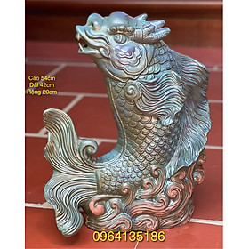 Mua Tượng cá chép hoá rồng h54cm phun nước men xanh hoả biến gốm sứ Bát Tràng