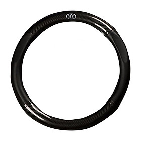 Bọc vô lăng TTAUTO cho xe ô tô từ 4 đến 7 chỗ chất liệu da vân carbon cao cấp có logo TOYOTA (Đen)