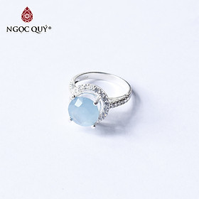 Nhẫn bạc nữ đá Aquamarine mệnh thủy, mộc - Ngọc Quý Gemstones