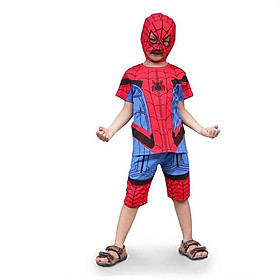 Bộ Quần Short Bé Trai Và Áo Bé Trai Người Nhện Home Coming Kèm Mũ Trùm Đầu - HM284HCM