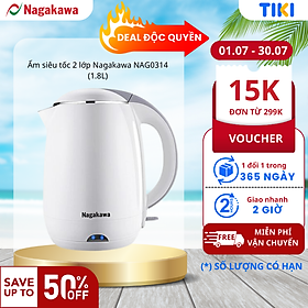 Ấm Đun Siêu Tốc 2 Lớp Nagakawa NAG0314 (1.8 Lít) - Hàng Chính Hãng