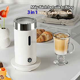 Máy tạo bọt sữa tự động BM-02A khuấy nóng và lạnh đặc biệt, cùng sữa ấm cho pha chế cà phê latte, cappuccino, cacao, bạc xỉu, hàng chính hãng