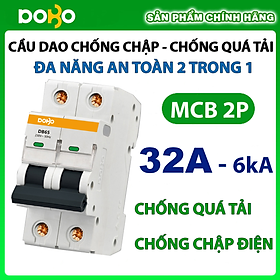 [HÀNG CHÍNH HÃNG]  Cầu Dao Tự Động MCB 2P 32A 6kA DOBO KOREA LOẠI TỐT - CHỐNG CHẬP - CHỐNG QUÁ TẢI