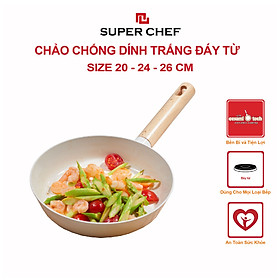 Chảo chiên SUPER CHEF hợp kim tráng men trắng đáy từ bền bỉ, tiện lợi