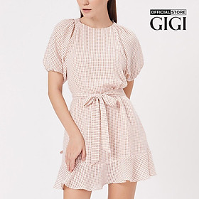 GIGI - Đầm mini tay ngắn cổ tròn phối thắt lưng buộc eo tôn dáng G2102D212178