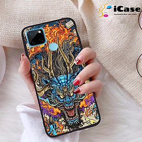 Ốp lưng iCase dành cho Realme C21Y chất liệu viền dẻo lưng cứng nhám TPU có hai lỗ xỏ dây đeo in nổi 4D hình bộ sưu tập Dragon 04
