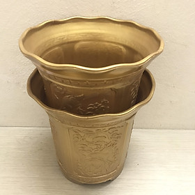 3 Chậu Trồng Cây Tròn Tứ Qúy 240x240 Màu Vàng - Nhựa Đức Minh