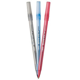 Bút bi Bic Round Stic Xtra Life, Medium Point (1.0mm), Pen Tapping, Màu xanh, đen và đỏ