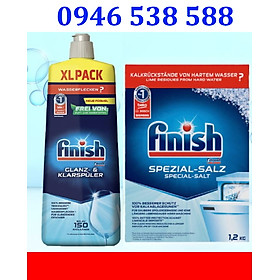 Combo Muối rửa bát finish 1.5kg + Nước làm bóng finish 750ml dùng cho Máy rửa bát chén ly